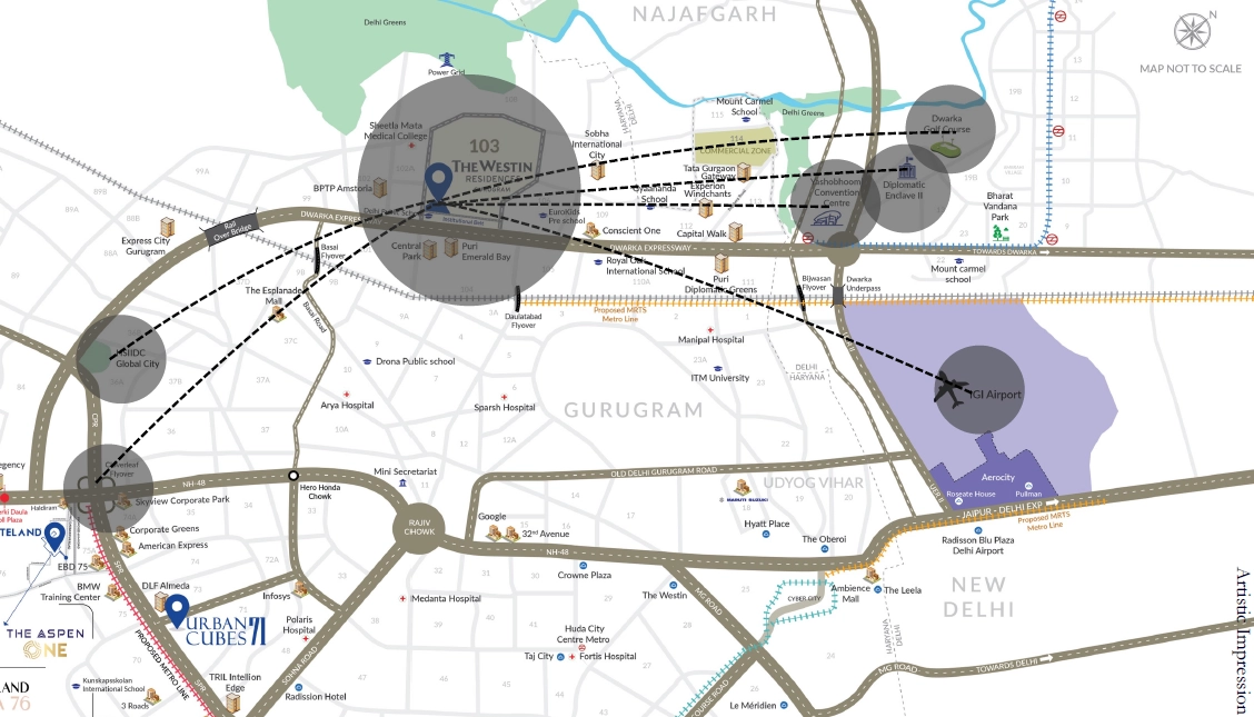 Whiteland The Westin Residences Gurugram Location Map